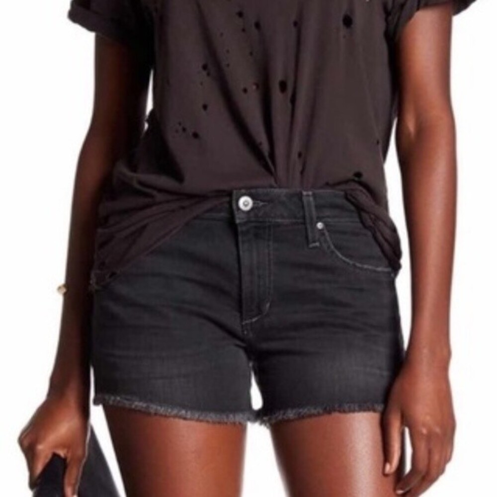 Joe’s Jeans Women's Lisbeth Frayed Raw Hem Denim Shorts Black Size Waist 30